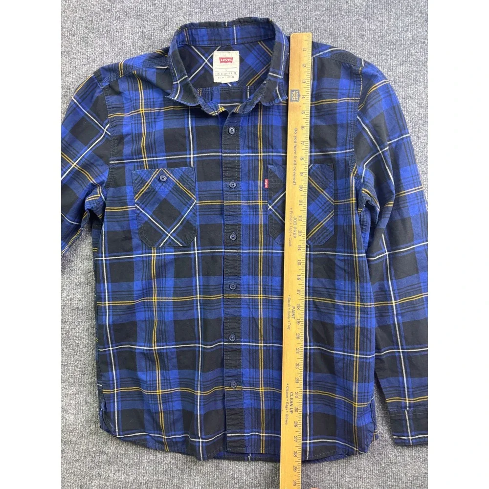 Levi's Button Up Shirt Mens Large Blue Plaid Long‎ Sleeve Pockets 3LGLW1569